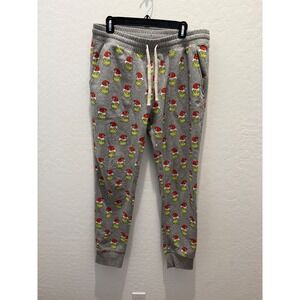 American Eagle Grinch Joggers Mens Medium Gray Holiday Lounge Sweatpants